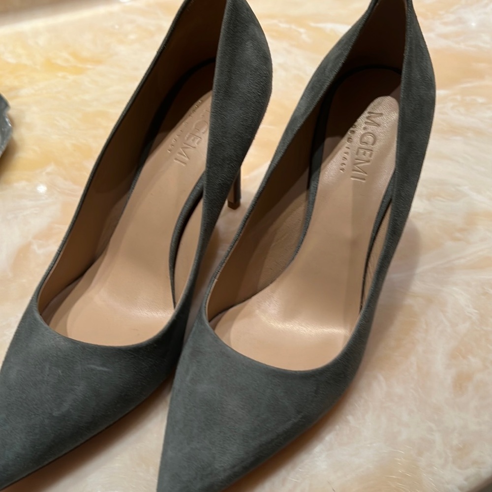 M. Gemi Suede Heels - Sage Green